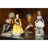 A LLADRO FIGURE OF A LADY WITH A RABBIT, TOGETHER WITH A COALPORT 'LETTER FROM LOVER' FIGURE,