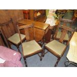 AN OAK DROPLEAF TABLE AND FOUR CHAIRS