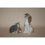 TWO NAO FIGURES OF A SEATED DOG AND A SEATED CAT