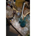 THREE TRAYS OF ASSORTED GLASSWARE TO INCLUDE STUDIO GLASS VASES