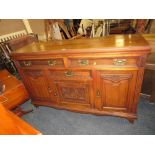 AN EDWARDIAN MAHOGANY SIDEBOARD W- CM