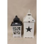 TWO MODERN PAINTED LANTERNS, TALLEST HEIGHT - 54CM