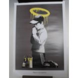 A BANKSY 'FORGIVE US OUR TRESPASSING' POSTER 69.4 x 42 cm