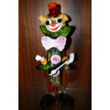 A LARGE MURANO GLASS CLOWN FIGURE HEIGHT - 38CM