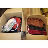 TWO BOXES OF LADIES HANDBAGS ETC.