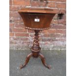 AN ANTIQUE WALNUT TEAPOY A/F H-73 CM