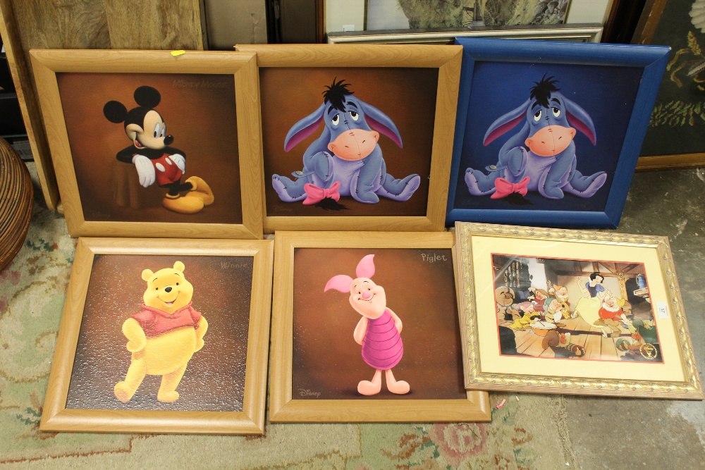 A COLLECTION OF DISNEY RELATED PRINTS TO INCLUDE WINNIE THE POOH, MICKEY MOUSE ETC. (6)