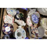 TWO TRAYS OF ASSORTED CERAMICS TO INCLUDE A CHINESE STYLE VASE, WEDGWOOD BLUE DIP JASPERWARE,
