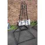 A LARGE WROUGHT 'EIFFEL TOWER' GARDEN OBELISK / PLANTER H-182 CM