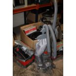 A KIRBY HOOVER & CARPET CLEANER COMPLETE WITH ATTACHMENTS PLUS A SENTRIA VACUUM & ATTACHMENTS (2)