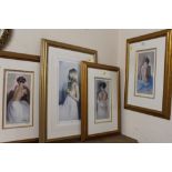 FOUR SIGNED LIMITED EDITION DOMINGO PRINTS OF SEMI NUDE LADIES WITH CERTIFICATES OF AUTHENTICITY