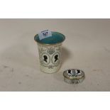 A HALCYON DAYS ENAMEL CUP AND MATCHING PILL BOX