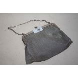 A LARGE VINTAGE HALLMARKED SILVER MESH PURSE