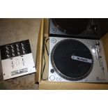 TWO STANTON STR8-60 PROFESSIONAL TURNTABLES TOGETHER WITH A STANTON SMX-201 PROFESSIONAL PRE-AMP