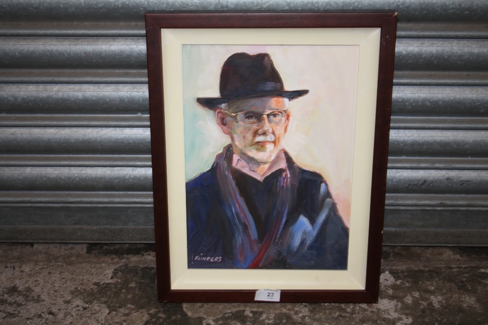 A FRAMED OIL ON BOARD PORTRAIT STUDY OF A GENTLEMAN IN A HAT ENTITLED 'MAKE ME AN OFFER ON THIS - Image 2 of 4