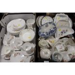 TWO TRAYS OF ASSORTED CHINA TO INCLUDE HAND PAINTED EXAMPLES