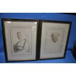 TWO PORTRAITS AFTER HANZ HOLBINE "EDWARD STANLEY EARLE OF DERBY" AND A LADY 55 X 42 CM