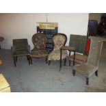 A SELECTION OF ANTIQUE CHAIRS ETC. A/F (6)