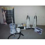 A SELECTION OF TWO PANASONIC UPRIGHT VACUUMS, ONE BOXED AEG RAPID CLEAN VAC, ONE HOOVER AQUAMASTER