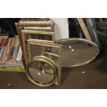 A QUANTITY OF ASSORTED MIRRORS TO INCLUDE AN OVAL FLORAL EXAMPLE 65 X 41 CM