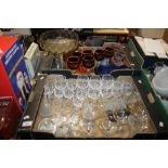 TWO TRAYS OF GLASSWARE TO INCLUDE BABYCHAM GLASSES (TRAYS NOT INCLUDED)