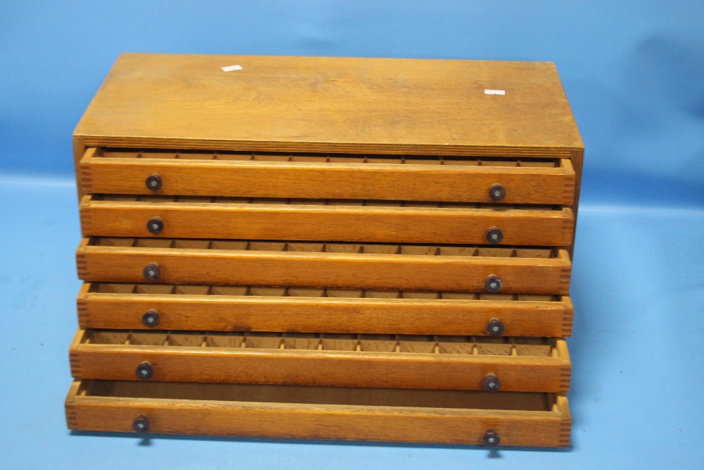 A SIX DRAWER TABLE TOP PRINTING BLOCK CHEST