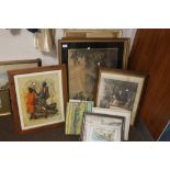 A COLLECTION OF ASSORTED PICTURES SOME A/F THE LARGEST 78 X 62 CM