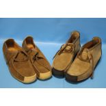 TWO PAIRS OF CLARKS ORIGINALS SHOES TO INCLUDE WALLABEES, UK SIZE 10