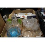 TWO TRAYS OF GLASSWARE AND A SMALL TRAY OF ROYAL WORCESTER 'EVESHAM' SERVING WARE (TRAYS NOT