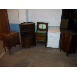 FIVE ITEMS COMPRISING A CHEST, THREE DRAWER CHEST, CORNER UNIT ETC.