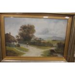 FRAMED AND GLAZED PICTURE DEPICTING A COUNTRY SCENE BY G TURNER 70 X 52 CM