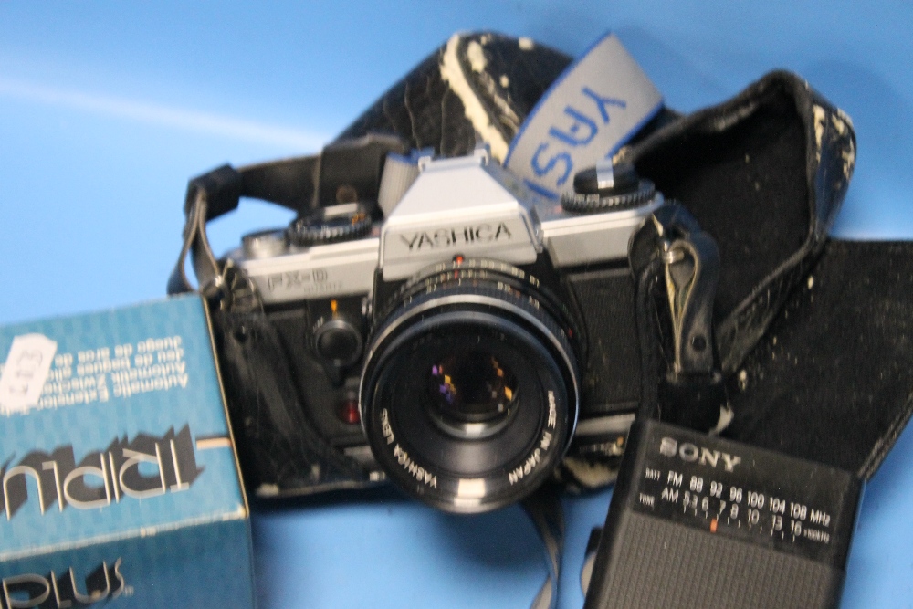 A YASHICA CAMERA, A TELESCOPIC AIR RIFLE SIGHT, A SONY WALKMAN ETC. - Image 2 of 2