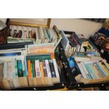 FOUR BOXES OF MISCELLANEOUS BOOKS (TRAYS NOT INCLUDED)