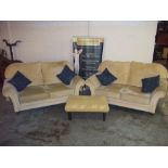 A THREE PIECE SUITE WITH TWO TWO SEATER SOFAS