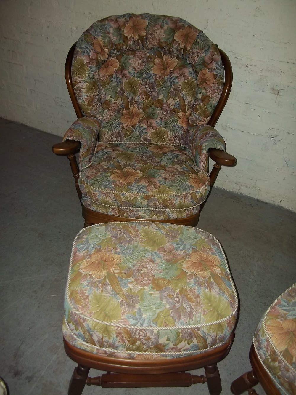 TWO FIRESIDE EASY CHAIRS AND MATCHING FOOTSTOOLS - Image 2 of 3