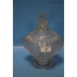 A BACCARAT PRESSED GLASS ELEPHANT AND MAHOUT LIDDED BOWL, H 24 cm W 18 cm A/F¦Condition Report: