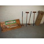 A JAQUES CROQUET SET WITH EXTRA BATS