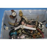 A QUANTITY OF WRIST WATCHES, BANGLES, STRAPS ETC.