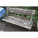 A GARDEN BENCH WITH CAST LEGS L-122CM - AS FOUND