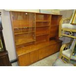 A RETRO TEAK LARGE DISPLAY CABINET H-165 W-201 CM