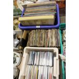A BOX OF LP RECORDS TOGETHER WITH A COLLECTION OF 7| SINGLES AND A BOX OF CDS (3)