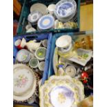 THREE TRAYS OF ASSORTED CERAMICS ETC. (PLASTIC TRAYS NOT INCLUDED)