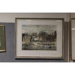 A FRAMED AND GLAZED WATERCOLOUR ENTITLED ARLEY FERRY (WORCS) SIGNED R W DICKENS LOWER CENTRE - 50.
