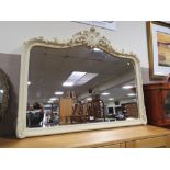 A MODERN CREAM ROCOCO STYLE OVERMANTLE MIRROR