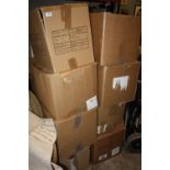 EIGHT BOXES OF ASSORTED WHOLESALE GOODS TO INCLUDE CLOTHING, WIGS, STICKERS ETC