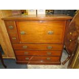 A LARGE ANTIQUE MAHOGANY SECRETAIRE CHEST H-119 W-120 CM