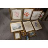 A COLLECTION OF FLORAL STILL LIFE WATERCOLOURS, TOGETHER WITH A WATERCOLOUR OF A LANDSCAPE AND