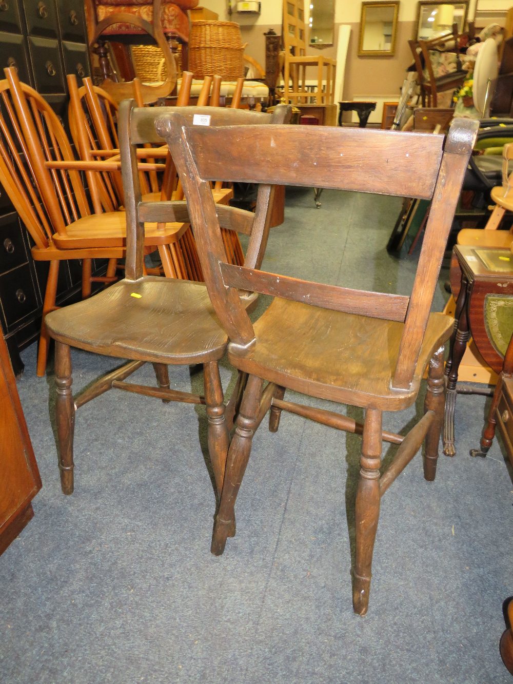 A PAIR OF TRADITIONAL KITCHEN CHAIRS - Image 3 of 3