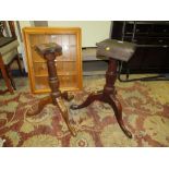 TWO ANTIQUE MAHOGANY TRIPOD TABLE BASES (2)