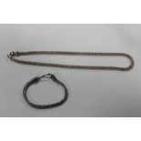 A STERLING SILVER NECKLACE AND BRACELET APPROX WEIGHT - 28.2G